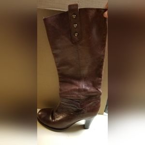 FRANCO BARBIERI Italian Leather Knee High Brown Boots Size 8.5